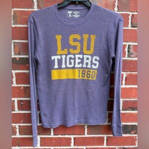 University T LSU Tigers S Purple Gold Thermal Waffle Knit Long Sleeve Shirt F1